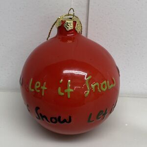 Let it Snow Red Ornament Bulb Ball Christmas Tree Decor Holiday - READ